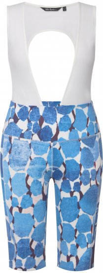 Ulla Popken Abstract Print Padded Cycling Shorts With Suspenders White - Naisten farkut ja housut isot koot - 