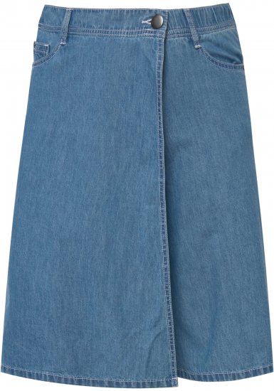 Ulla Popken Denim Wrap Look Skort Blue Denim - Farkut & Housut Isoissa Koissa – Plus Size - 