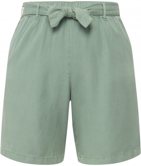 Ulla Popken Tie Belt Lyocell Shorts Moss Green - Naisten farkut ja housut isot koot - 