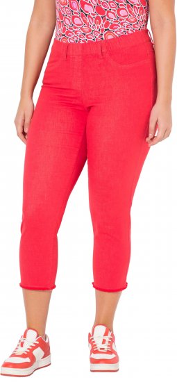 Ulla Popken Stretch Blend Bengaline Pants Neon Red - Farkut & Housut Isoissa Koissa – Plus Size - 