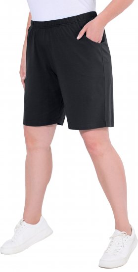 Ulla Popken Stretch Knit Bermuda Shorts Black - Naisten farkut ja housut isot koot - 
