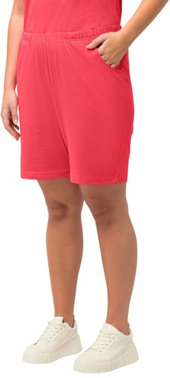 Ulla Popken Stretch Knit Bermuda Shorts Red - Naisten farkut ja housut isot koot - 