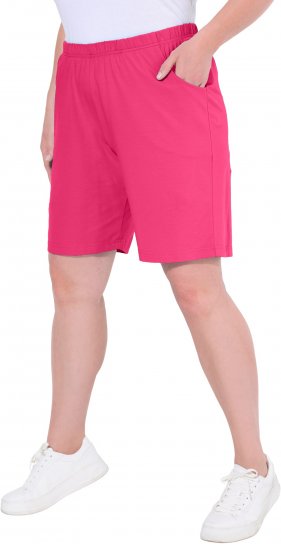 Ulla Popken Stretch Knit Bermuda Shorts Red - Naisten farkut ja housut isot koot - 