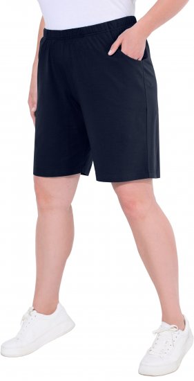 Ulla Popken Stretch Knit Bermuda Shorts Blue - Naisten farkut ja housut isot koot - 