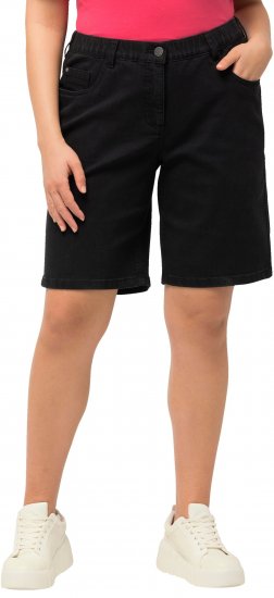 Ulla Popken Basic Denim Mandy Bermuda Shorts Black - Naisten farkut ja housut isot koot - 