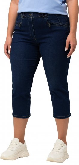Ulla Popken Cropped Stretch Blend Mony Jeans Blue Denim - Farkut & Housut Isoissa Koissa – Plus Size - 