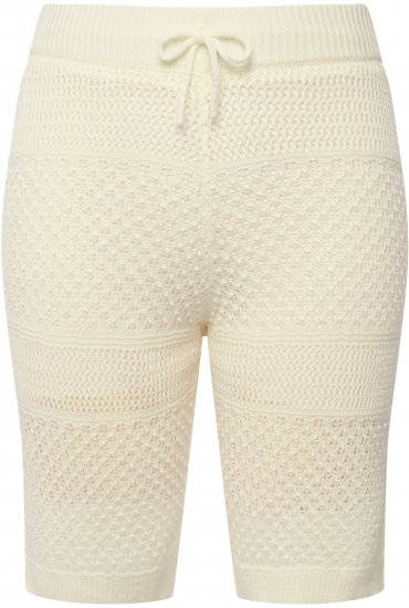 Ulla Popken Crochet Bermuda Layered Look Shorts White - Naisten farkut ja housut isot koot - 