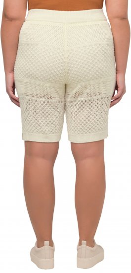 Ulla Popken Crochet Bermuda Layered Look Shorts White - Naisten farkut ja housut isot koot - 