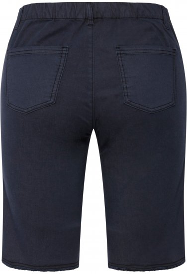 Ulla Popken Frayed Hemline Elastic Waistband Bermuda Shorts Navy - Farkut & Housut Isoissa Koissa – Plus Size - 