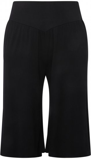 Ulla Popken Wide Leg Flared Bermuda Shorts Black - Naisten farkut ja housut isot koot - 