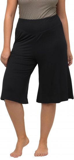 Ulla Popken Wide Leg Flared Bermuda Shorts Black - Naisten farkut ja housut isot koot - 