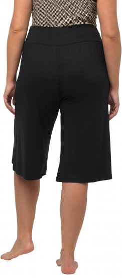 Ulla Popken Wide Leg Flared Bermuda Shorts Black - Naisten farkut ja housut isot koot - 