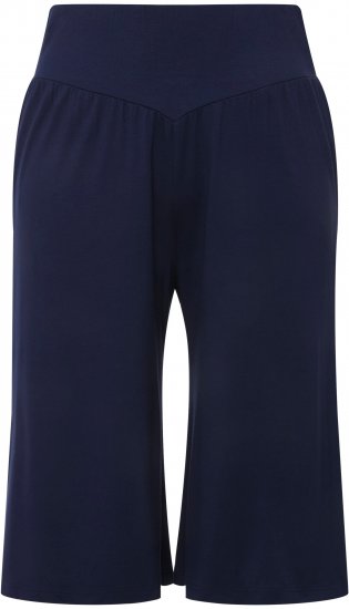 Ulla Popken Wide Leg Flared Bermuda Shorts Navy - Naisten farkut ja housut isot koot - 
