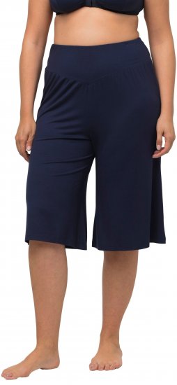 Ulla Popken Wide Leg Flared Bermuda Shorts Navy - Naisten farkut ja housut isot koot - 