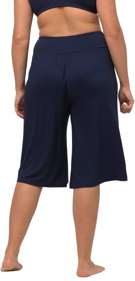 Ulla Popken Wide Leg Flared Bermuda Shorts Navy - Naisten farkut ja housut isot koot - 