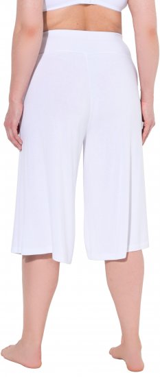 Ulla Popken Wide Leg Flared Bermuda Shorts White - Naisten farkut ja housut isot koot - 