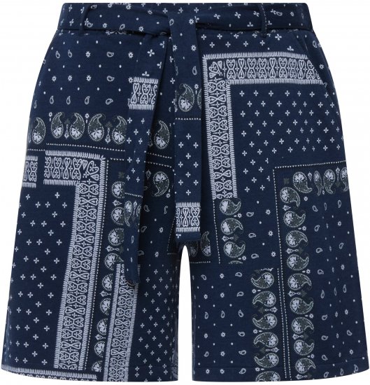 Ulla Popken Paisley Pull On Shorts Blue - Naisten farkut ja housut isot koot - 