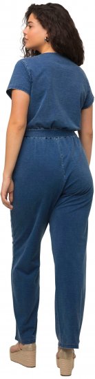 Ulla Popken Wrap Look Short Sleeve Denim Jumpsuit Blue - Naisten farkut ja housut isot koot - 