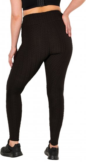Ulla Popken Textured High Waisted Leggings Grey - Naisten farkut ja housut isot koot - 