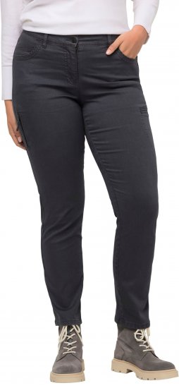 Ulla Popken Stretch Fit 6 Pocket Cargo Pants Black - Naisten farkut ja housut isot koot - 