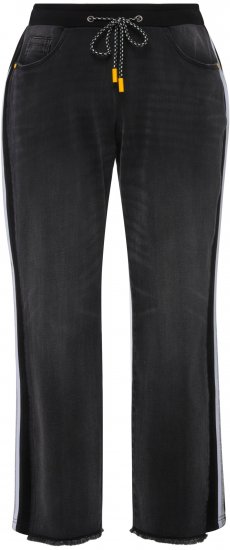 Ulla Popken Side Stripe Stretch Fit Boyfriend Jeans Black - Naisten farkut ja housut isot koot - 