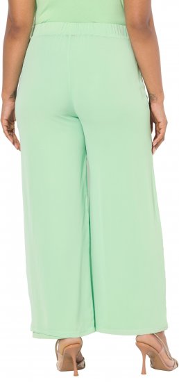 Ulla Popken Layered Chiffon Wide Leg Pants Green - Naisten farkut ja housut isot koot - 