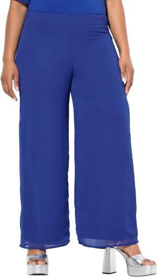 Ulla Popken Layered Chiffon Wide Leg Pants Blue - Naisten farkut ja housut isot koot - 