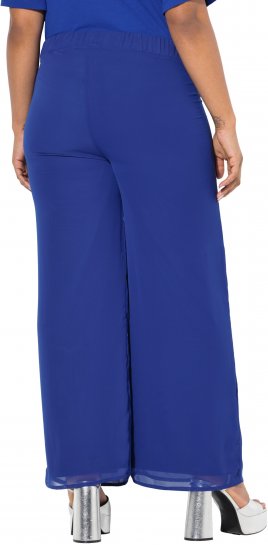 Ulla Popken Layered Chiffon Wide Leg Pants Blue - Naisten farkut ja housut isot koot - 