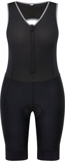 Ulla Popken Padded Cycling Zip Front Bodysuit Black - Naisten farkut ja housut isot koot - 