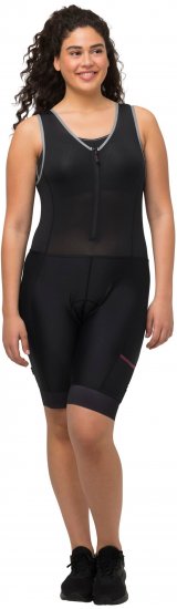 Ulla Popken Padded Cycling Zip Front Bodysuit Black - Naisten farkut ja housut isot koot - 
