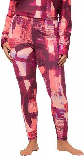 Ulla Popken Abstract Print Ski Leggings Red - Naisten farkut ja housut isot koot - 