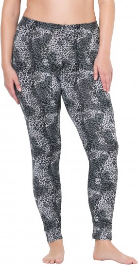 Ulla Popken Leopard Print Leggings Black - Naisten farkut ja housut isot koot - 