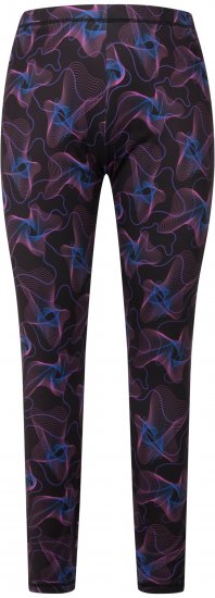 Ulla Popken Geometric Wave Quick Drying Ski Leggings Black - Naisten farkut ja housut isot koot - 