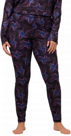 Ulla Popken Geometric Wave Quick Drying Ski Leggings Black - Naisten farkut ja housut isot koot - 