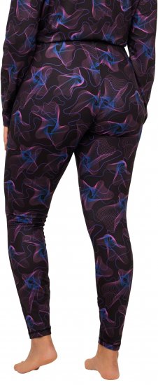 Ulla Popken Geometric Wave Quick Drying Ski Leggings Black - Naisten farkut ja housut isot koot - 