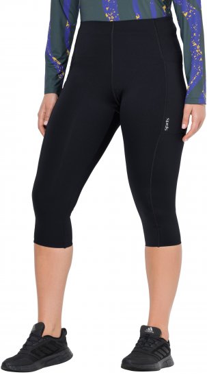 Ulla Popken Cropped Sports Leggings Black - Naisten farkut ja housut isot koot - 