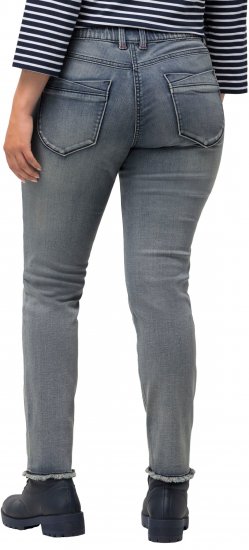 Ulla Popken Fringed Hem Stretch Fit Jeans Blue Denim - Farkut & Housut Isoissa Koissa – Plus Size - 