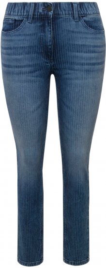 Ulla Popken Textured Stripe Sarah Slim Fit Jeans Blue - Naisten farkut ja housut isot koot - 