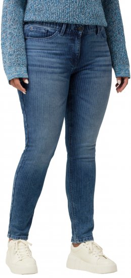 Ulla Popken Textured Stripe Sarah Slim Fit Jeans Blue - Naisten farkut ja housut isot koot - 