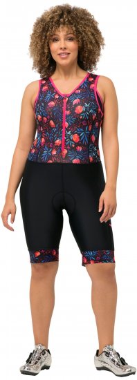 Ulla Popken Functional Padded Zip Front Cycling Leotard Black - Farkut & Housut Isoissa Koissa – Plus Size - 