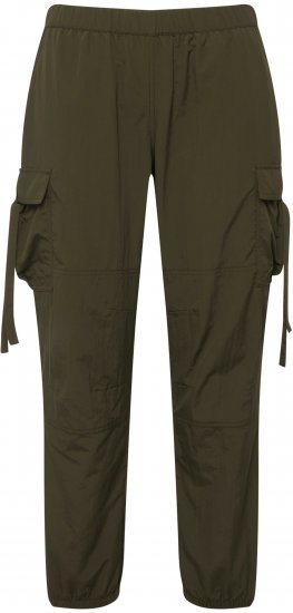 Ulla Popken Elastic Waist Cargo Pants Olives Grey - Naisten farkut ja housut isot koot - 