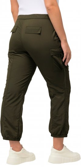 Ulla Popken Elastic Waist Cargo Pants Olives Grey - Naisten farkut ja housut isot koot - 