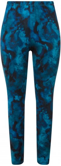 Ulla Popken Ink Print Functional Ski Leggings Blue - Naisten farkut ja housut isot koot - 