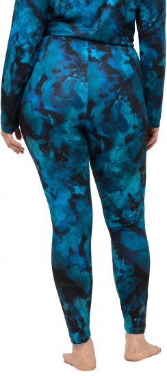 Ulla Popken Ink Print Functional Ski Leggings Blue - Naisten farkut ja housut isot koot - 