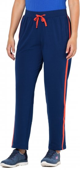 Ulla Popken Side Stripe Joggers Blue - Naisten farkut ja housut isot koot - 