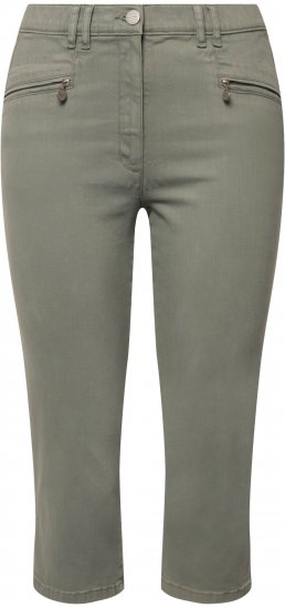 Ulla Popken Cropped Stretch Fit Mony Pants Light Moss Green - Naisten farkut ja housut isot koot - 