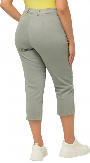 Ulla Popken Cropped Stretch Fit Mony Pants Light Moss Green - Naisten farkut ja housut isot koot - 
