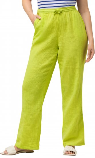 Ulla Popken Muslin Pull On Pants Green - Naisten farkut ja housut isot koot - 