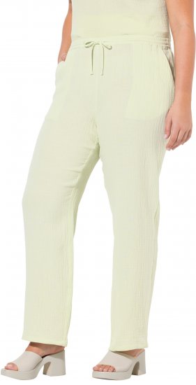 Ulla Popken Muslin Pull On Pants Green - Naisten farkut ja housut isot koot - 