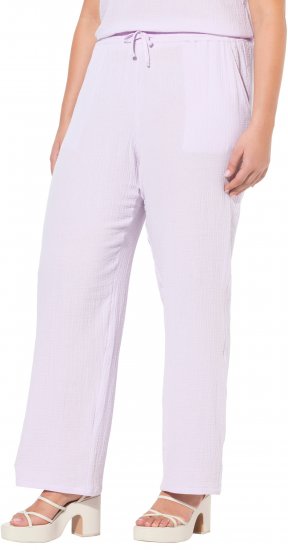 Ulla Popken Muslin Pull On Pants Purple - Naisten farkut ja housut isot koot - 